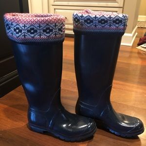 Hunter navy boots with inserts
